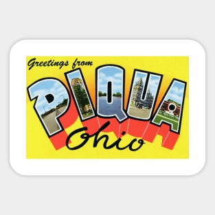 Greetings from Piqua, Ohio - Vintage Large Letter Postcard Sticker